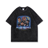 Men T Shirt Vintage Washed and Worn Casual Short Sleeve T-shirt