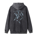 Men Hoodie Print Washed and Worn Hooded Pullover Men's Casual
