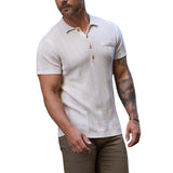Men Sweater Men's Autumn Polo Shirt Casual Long Sleeve Solid Color Knitted