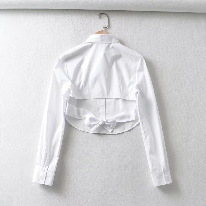 Women T-shirt Spring Short Breasted Long Sleeve Shirt