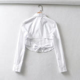 Women T-shirt Spring Short Breasted Long Sleeve Shirt
