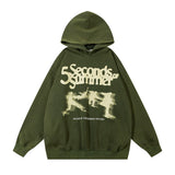 Men Hoodie Figure Printed Hoodie Retro Washed Distressed Loose Pullover Hoodie