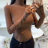 Women Long Sleeve Shirt Elastic Soft Autumn and Winter