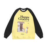 Men Hoodie round Neck Sweater Men's Loose Long Sleeve Autumn and Winter Pullover