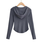 Women T-Shirt Sleeve Hooded T-shirt Women's Spring and Autumn Korean Style Short