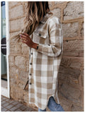 Plaid Trench Coat Fashion Mid-Length Plaid Shirt Coat Female