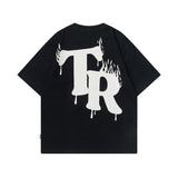 Men T Shirt Alphabet Graffiti Print Short Sleeve Men's Couple T-shirt