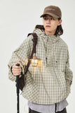 Unisex Jacket Autumn Hooded Plaid Coat Women's Clothing