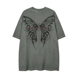 Men T Shirt Washed and Worn Short-Sleeved T-shirt Men's Retro