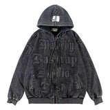Men Hoodie Letter Printing Hooded Cardigan Sweater Men's Dark Loose