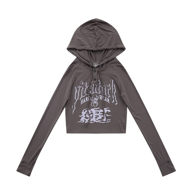 Women Long Sleeve T-Shirt Hooded Long Sleeve T-shirt Women's Spring and Autumn High Street Pullover