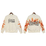Palm Angle Sweatshirt Palm Angels Flame Distressed round Neck Long Sleeve Sweater for Men and Women