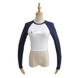 Women T-Shirt Fall Color Contrast Long Sleeve T-shirt Women Short Bottoming Shirt