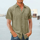 Men Shirt Fashion Loose-Fitting Long Sleeves Lapel Shirt Coat