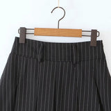 Women Skirt Retro College Style Striped Skirt Ins