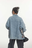 Unisex Jacket Autumn Water Washed Hole Denim Coat