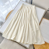 Women Skirt Summer Vintage Artistic Mid-Length Pleated Skirt
