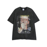 Men T Shirt Hip Hop Vintage Print Short Sleeves T-shirt Men and Women Loose