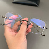 CHH Chrome Hearts Glasses Frameless Punched Retro Square Round Versatile Myopia Glasses Frame