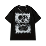 Men's T Shirt Five-Pointed Star Printed Short-Sleeved T-shirt Men's and Women's Hiphop