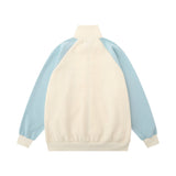 Men Hoodie Five-Pointed Star Embroidered Stand Collar Cardigan Sweater
