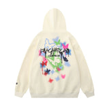 Men Hoodie Vibe Trendy Butterfly Graffiti Printed Hoodie