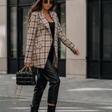 Plaid Trench Coat Fashion Plaid Slim Fit Printed Blazer for Women