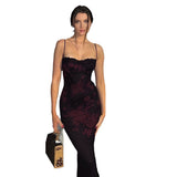 Women Dresses Summer Sexy Sling Sheath Print Retro Dress