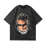 Men T Shirt Washed Old Short-Sleeved T-shirt Men Loose Retro Couple