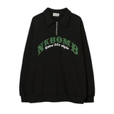 Men Hoodie Sheep Printing Lapel Sweater Boys Spring and Autumn Half Zipper Polo Shirt