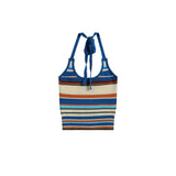 Women Vest Striped Knitted Vest Women's Embroidery Short Camisole