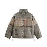 Unisex Jacket Winter American Retro Plaid Couple Cotton