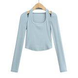 Women T-Shirt Long-Sleeved T-shirt Women's Slim-Fit Stretch Top