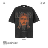 American vintage street T-shirt summer men's loose pure cotton