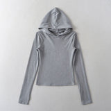 Women T-shirt Hooded Bottoming Shirt Women's Autumn Long-Sleeved Top T-shirt