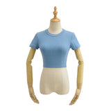 Women T-Shirt round Neck Elegant Ultra Short Short Sleeve T-shirt
