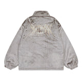 Men Cotton Mixed Jacket Coat Embroidered Lamb Coat Men's Winter Collar Drawstring Loose Cotton Coat Jacket