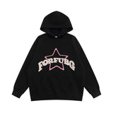 Men Hoodie Five-Pointed Star Printed Hoodie Autumn and Winter Loose Top Vibe