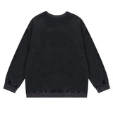 Men Hoodie European Print Distressed round Neck Sweater Men's Long Sleeve Sports