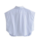 Women T-Shirt Striped Stitching Loose Shirt Top