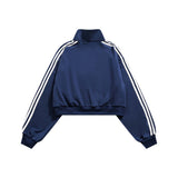 Unisex Jacket Autumn Fashion Striped Ultra Short Coat