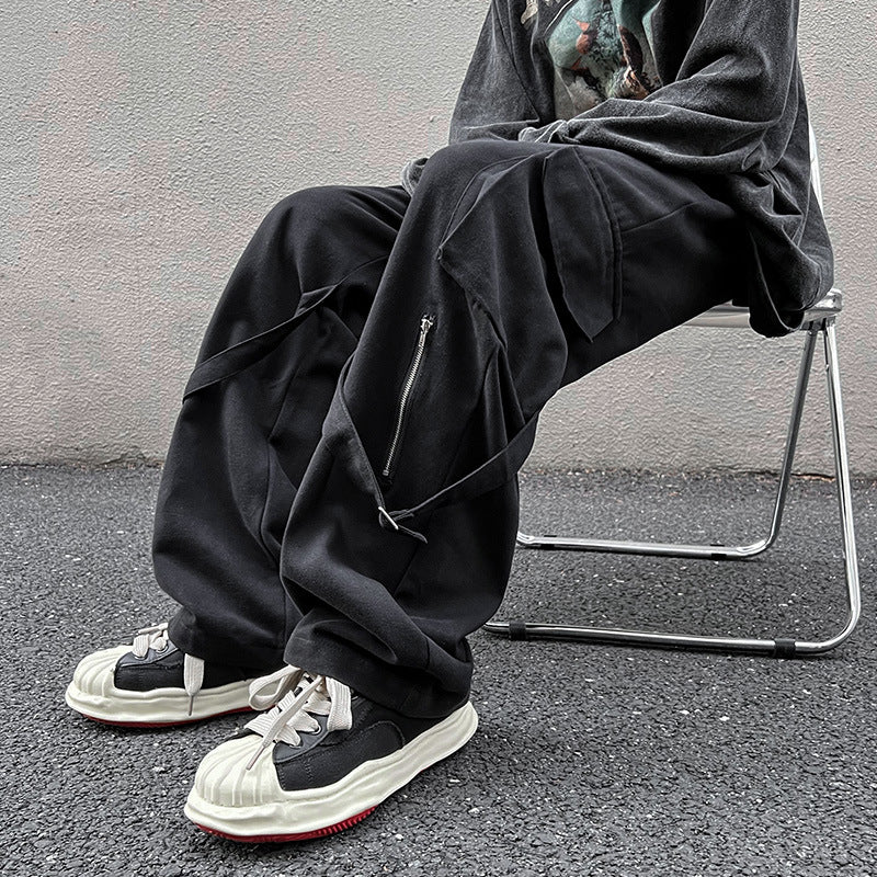 Men Sweatpants Men's Autumn Loose Wide-Leg Straight Trousers Fashion Brand Retro Casual
