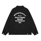 Men Denim Jacket Embroidered Letter Denim Jacket Men's Ins Loose Long Sleeve Jacket Top