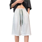 Men Sweatpants Pleated Ice Silk Shorts Fashion Brand Loose
