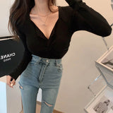 Women's Long Sleeve Shirt Spring Long Sleeve Half-Open Collar Bottoming Shirt