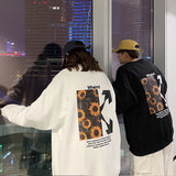 Men Hoodie Couples Sweater Trendy Design Print round Neck Loose