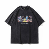Men T Shirt Washed Gray Distressed T-shirt Summer Loose