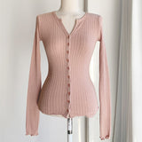 Women Long Sleeve Shirt V-neck Sweater Long Sleeve Cardigan Button Women