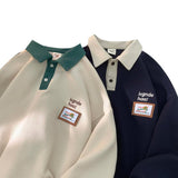 Men Hoodie Vintag Sweater Men's Spring and Autumn Loose Polo Shirt Couple