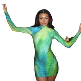 Women's Desses Women's Turtleneck Long Sleeve Slim-Fit Hip-Wrapped Short Dress